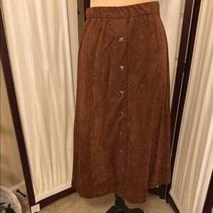 89th & Madison Brown Button-Down Midi Skirt size small